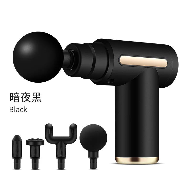 Portable Fascial Massage Gun Electric Percussion Pistol Massager Body Relaxation With LED Touch Screen 4Replaceable Head