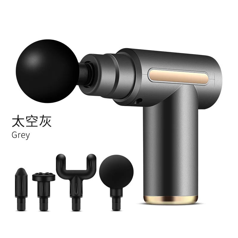 Portable Fascial Massage Gun Electric Percussion Pistol Massager Body Relaxation With LED Touch Screen 4Replaceable Head