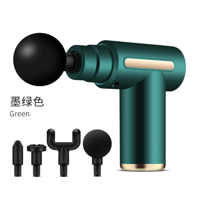 Portable Fascial Massage Gun Electric Percussion Pistol Massager Body Relaxation With LED Touch Screen 4Replaceable Head
